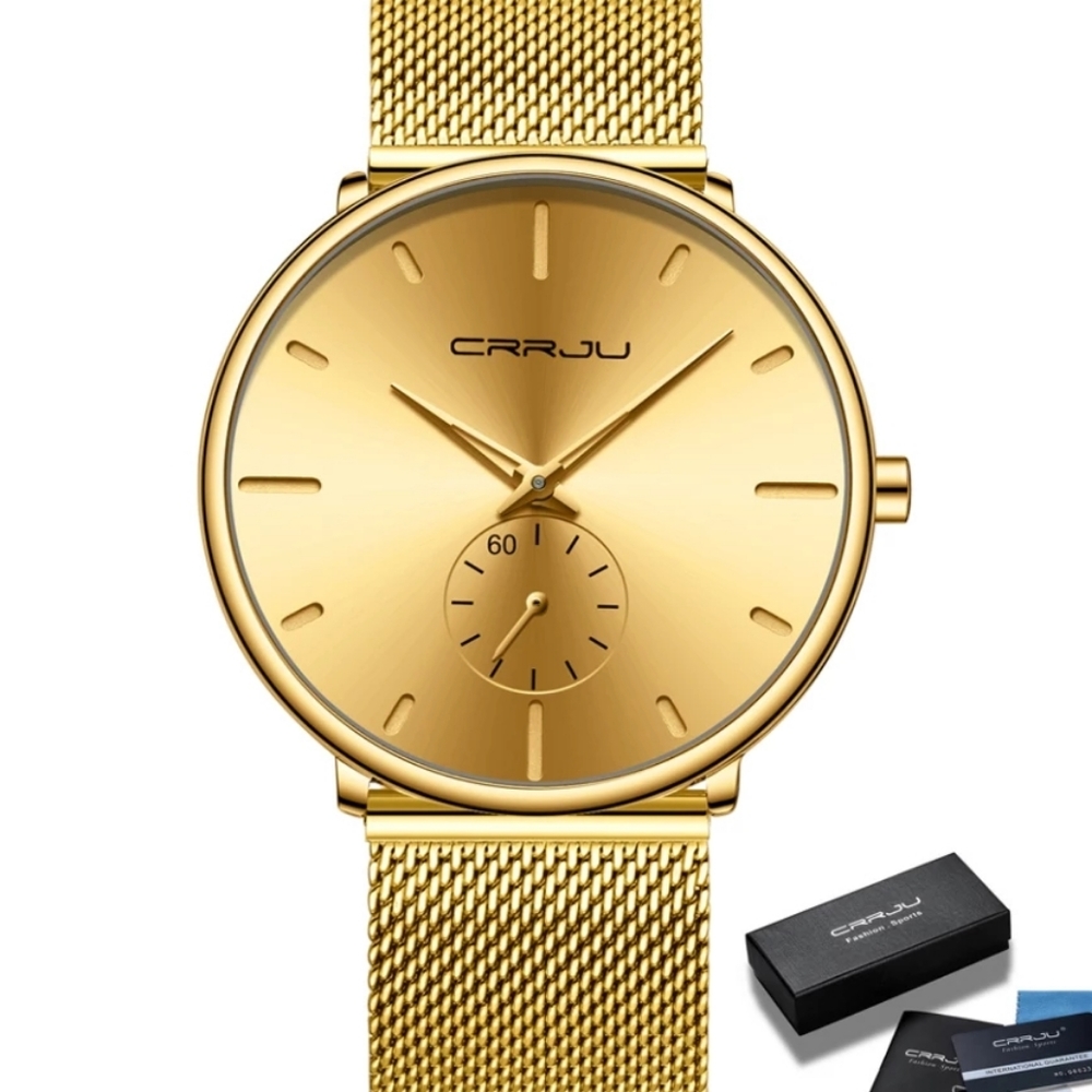 Mens waterproof gold filled stainless steel luminous watch - Picture 2 of 2